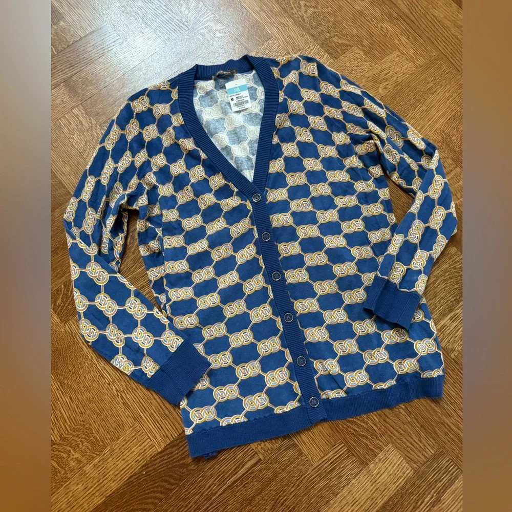 NWT J MCLAUGHLIN Kristyn Cardigan Sweater Midi Heraldic Knot Nautical Coastal M
